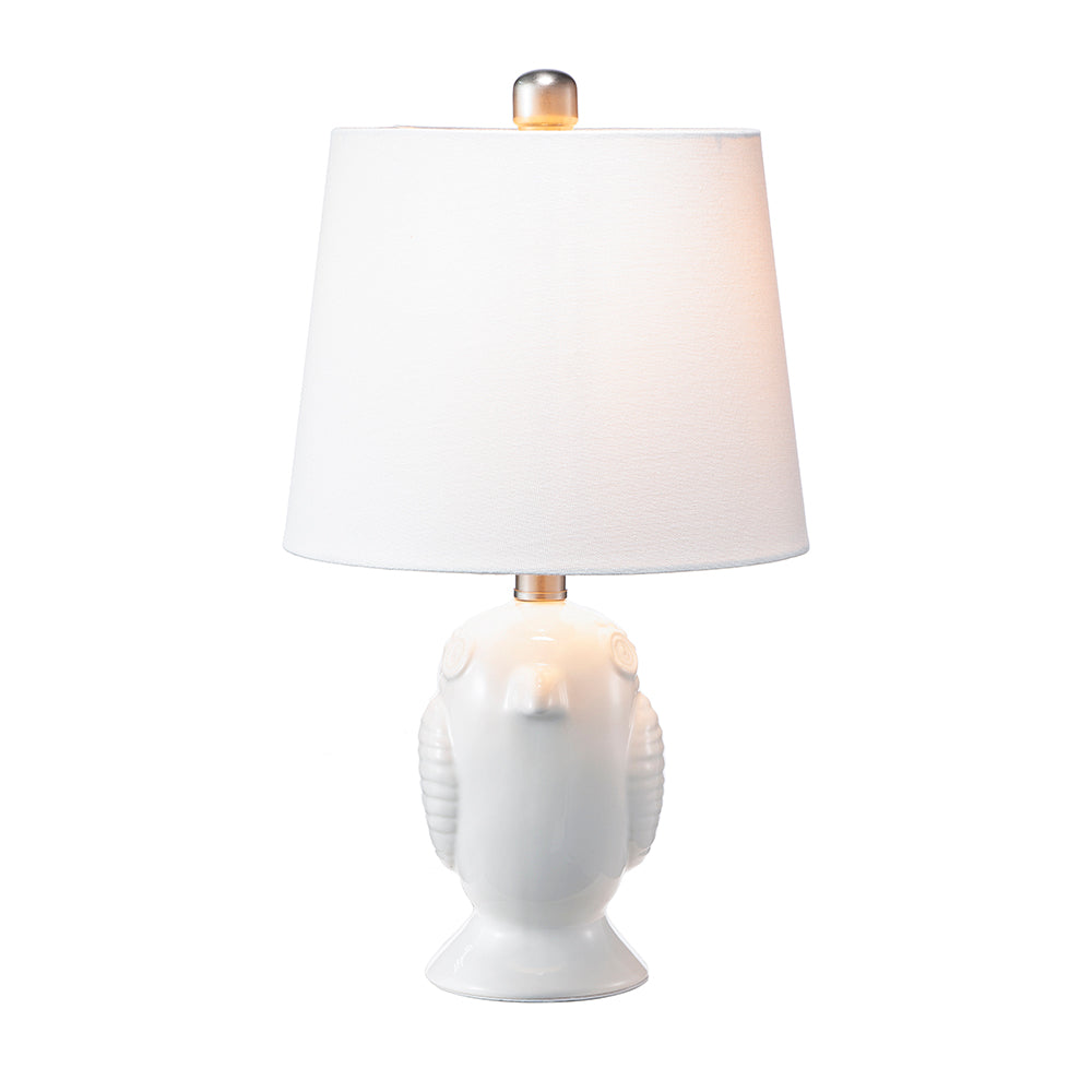 A&B Home 10" x 17" White Birgit Ceramic Lamp With White Tapered Drum Shade