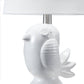 A&B Home 10" x 17" White Birgit Ceramic Lamp With White Tapered Drum Shade