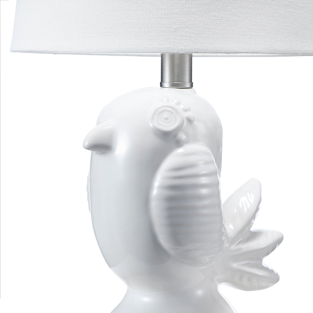 A&B Home 10" x 17" White Birgit Ceramic Lamp With White Tapered Drum Shade
