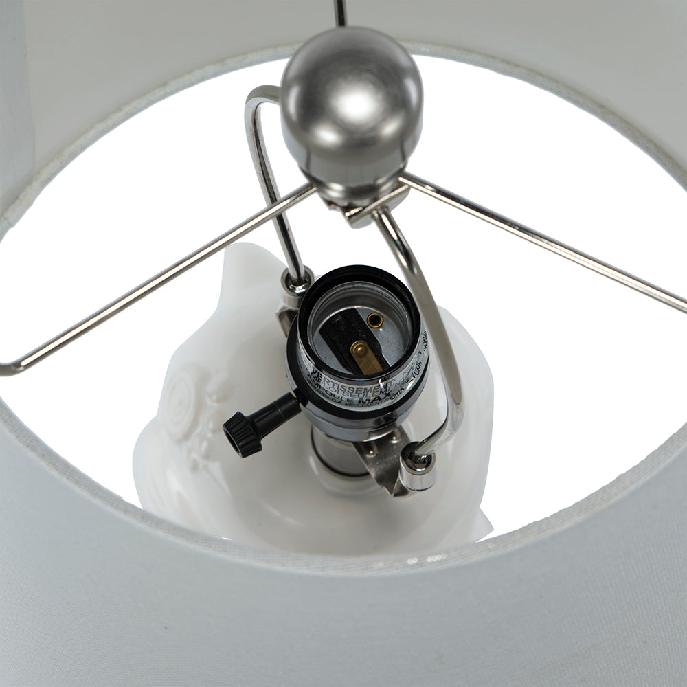 A&B Home 10" x 17" White Birgit Ceramic Lamp With White Tapered Drum Shade