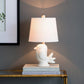 A&B Home 10" x 17" White Birgit Ceramic Lamp With White Tapered Drum Shade