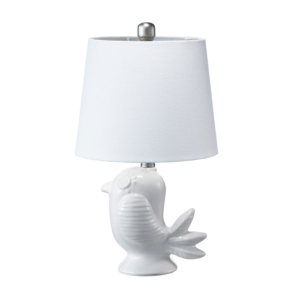 A&B Home 10" x 17" White Birgit Ceramic Lamp With White Tapered Drum Shade