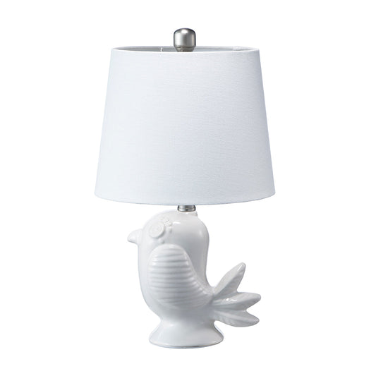 A&B Home 10" x 17" White Birgit Ceramic Lamp With White Tapered Drum Shade