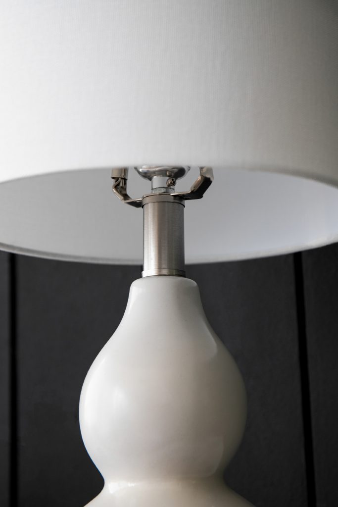 A&B Home 10" x 19" Bundle of 33 Gull Gray Ceramic Table Lamp With White Drum Shade