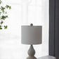 A&B Home 10" x 19" Bundle of 33 Gull Gray Ceramic Table Lamp With White Drum Shade