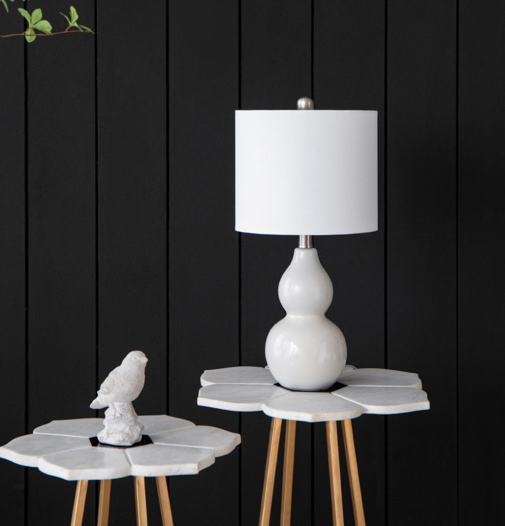 A&B Home 10" x 19" Bundle of 33 Gull Gray Ceramic Table Lamp With White Drum Shade