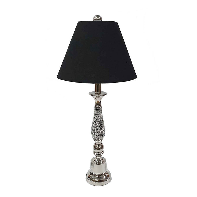 A&B Home 11" x 25" Nickel Bell-Shaped Base With Black Tapered Shade