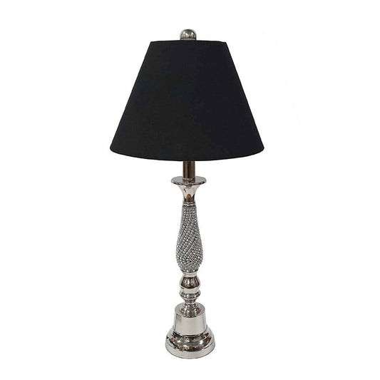 A&B Home 11" x 25" Nickel Bell-Shaped Base With Black Tapered Shade