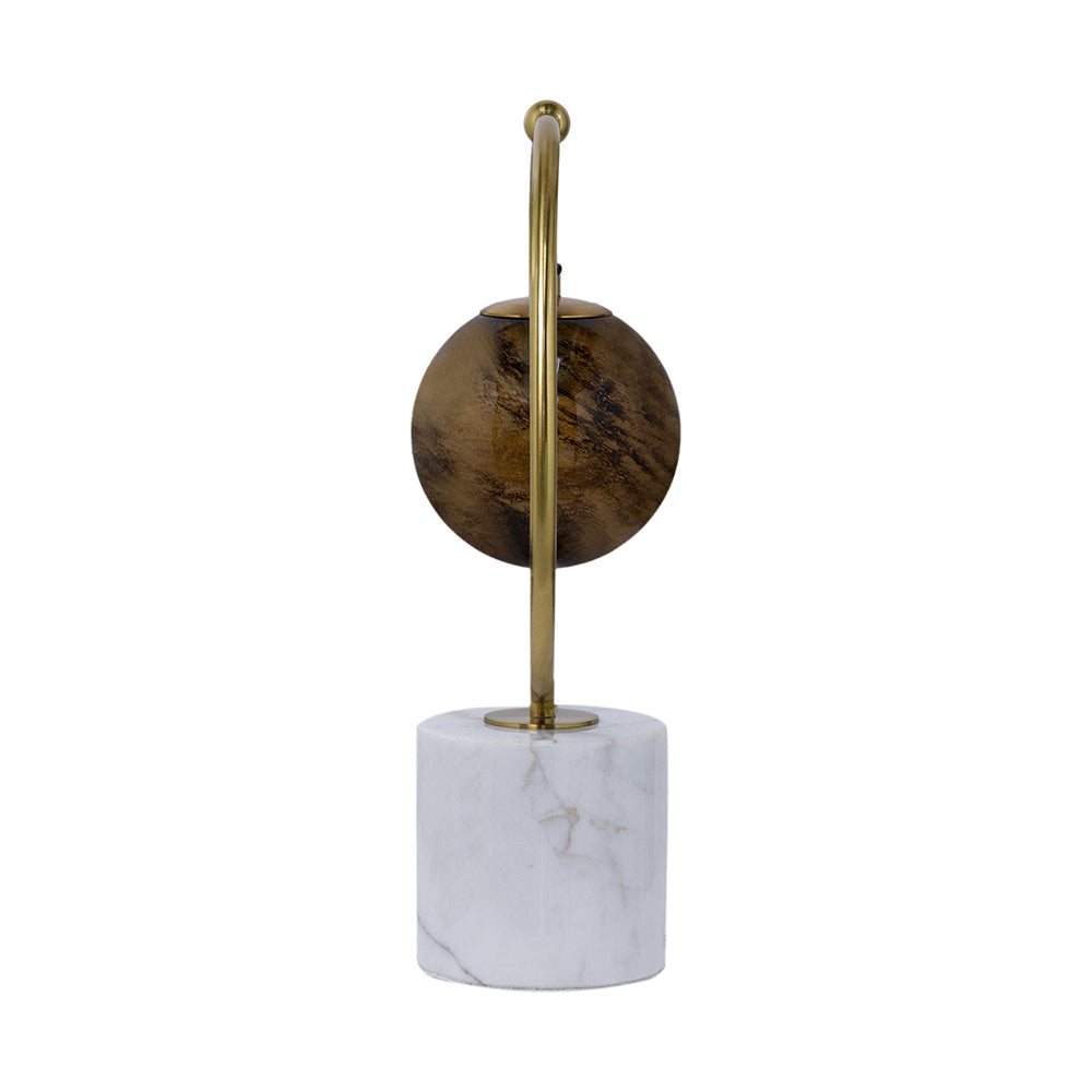 A&B Home 12" x 18" Bundle of 9 White Marble Base With Gold Ring and Amber Glass Orb Table Lamp