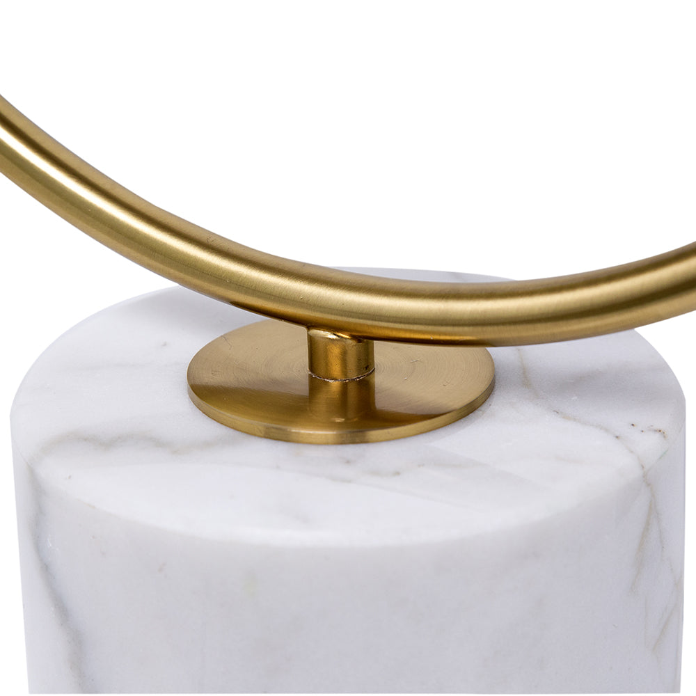 A&B Home 12" x 18" Bundle of 9 White Marble Base With Gold Ring and Amber Glass Orb Table Lamp