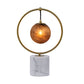 A&B Home 12" x 18" Bundle of 9 White Marble Base With Gold Ring and Amber Glass Orb Table Lamp