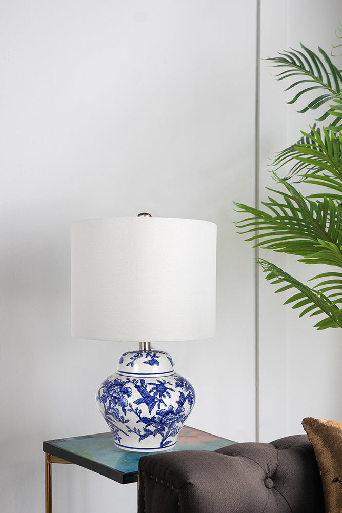 A&B Home 12" x 19" Bundle of 26 Blue and White Ceramic Vase Lamp