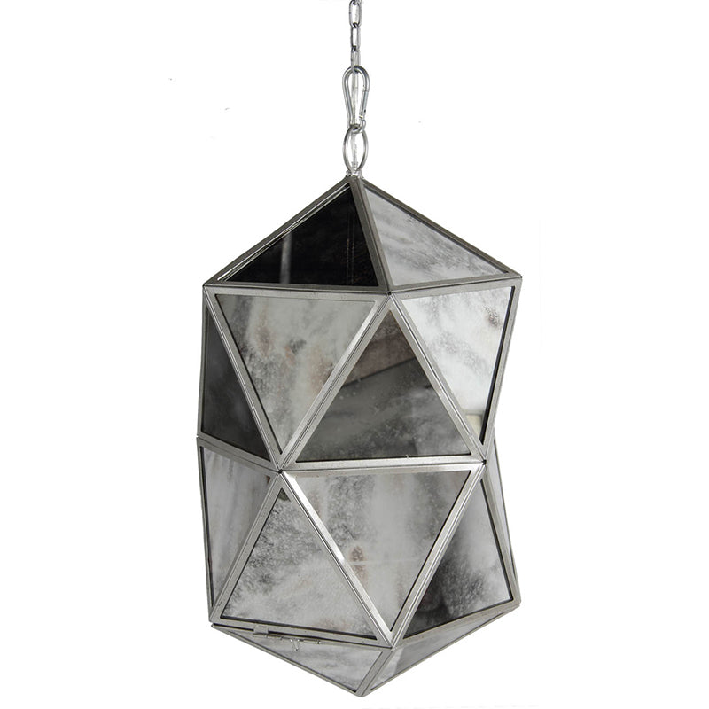 A&B Home 12" x 22" Silver Geometric-Shaped Glass and Metal Chandelier