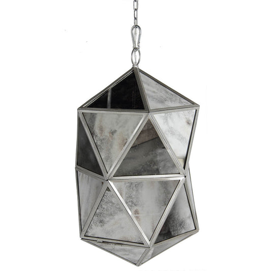 A&B Home 12" x 22" Silver Geometric-Shaped Glass and Metal Chandelier