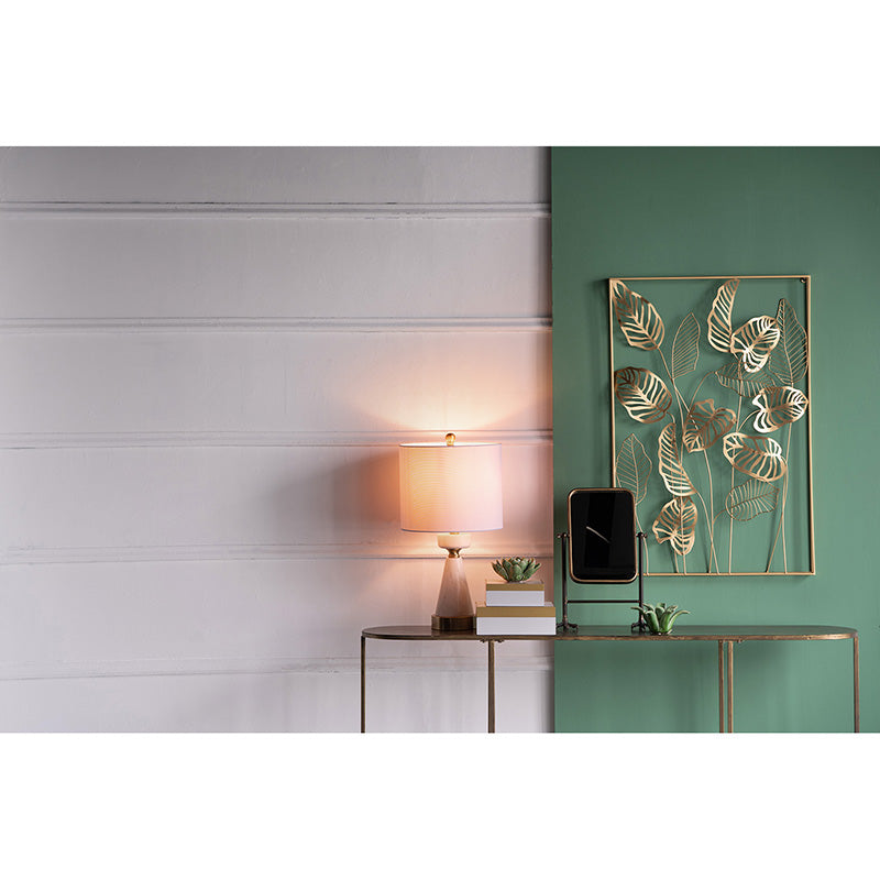 A&B Home 12" x 23" Bundle of 10 White Marble Cone-Shaped With Gold Base and Drum Shade Table Lamp