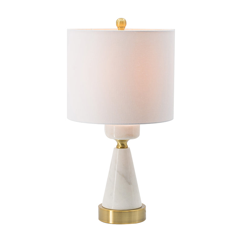 A&B Home 12" x 23" Bundle of 10 White Marble Cone-Shaped With Gold Base and Drum Shade Table Lamp