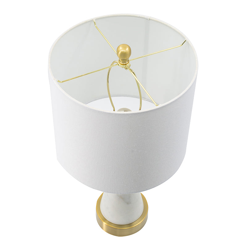 A&B Home 12" x 23" Bundle of 10 White Marble Cone-Shaped With Gold Base and Drum Shade Table Lamp