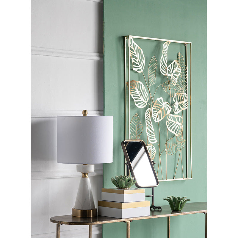 A&B Home 12" x 23" Bundle of 10 White Marble Cone-Shaped With Gold Base and Drum Shade Table Lamp