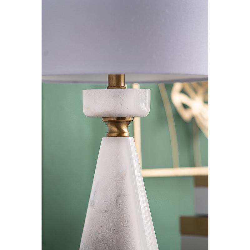 A&B Home 12" x 23" Bundle of 10 White Marble Cone-Shaped With Gold Base and Drum Shade Table Lamp