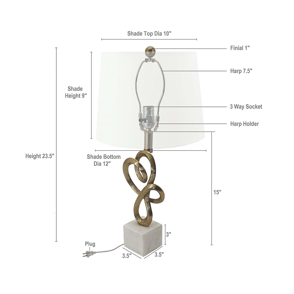 A&B Home 12" x 23" Bundle of 13 White Marble Base and Vintage Gold Accent Table Lamp With White Linen Drum Shade