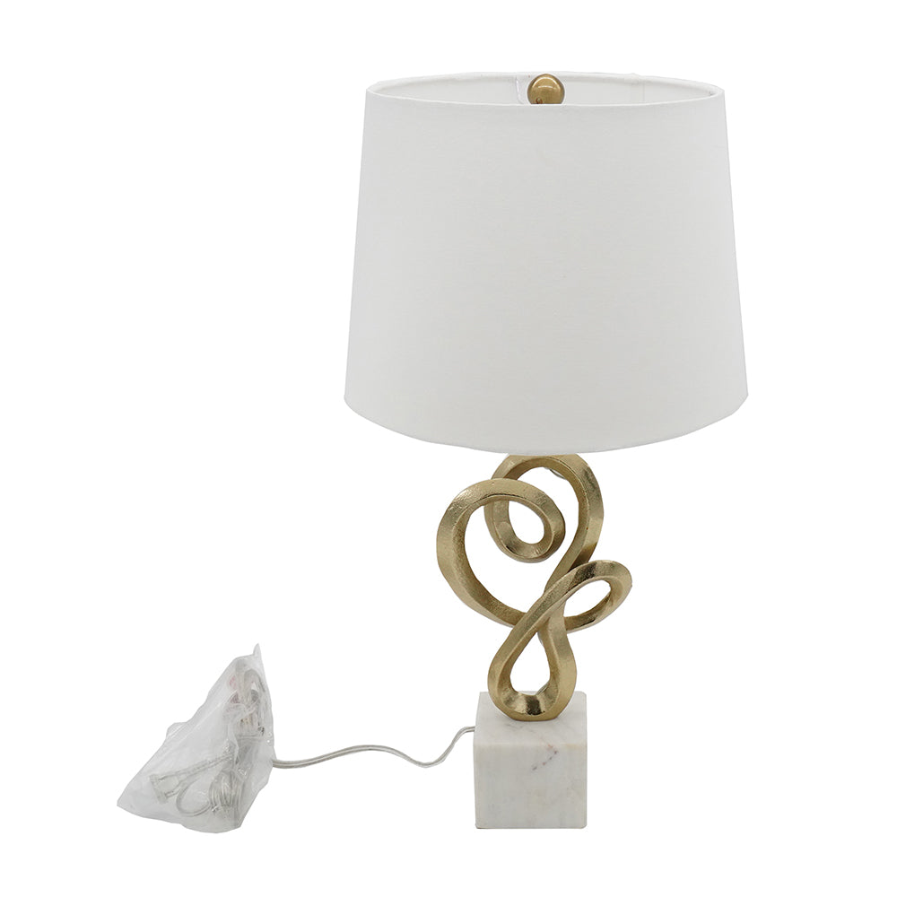 A&B Home 12" x 23" Bundle of 13 White Marble Base and Vintage Gold Accent Table Lamp With White Linen Drum Shade