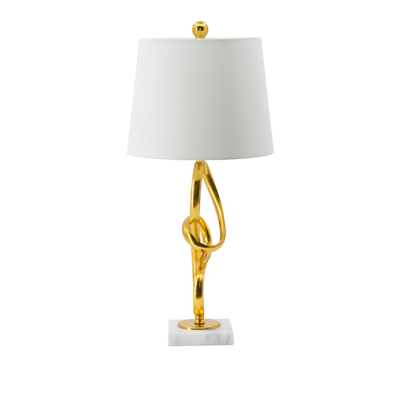 A&B Home 12" x 25" Gold Free Flowing Loop Table Lamp With White Drum Shade