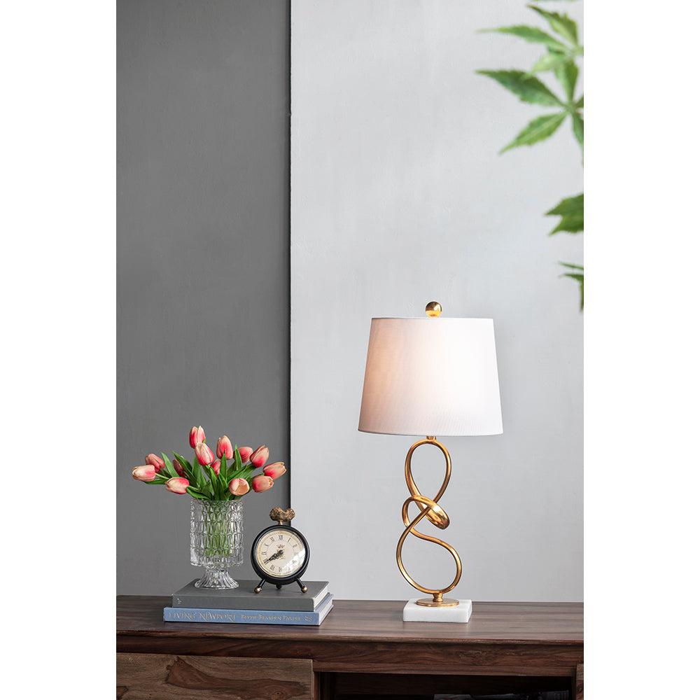 A&B Home 12" x 25" Gold Free Flowing Loop Table Lamp With White Drum Shade