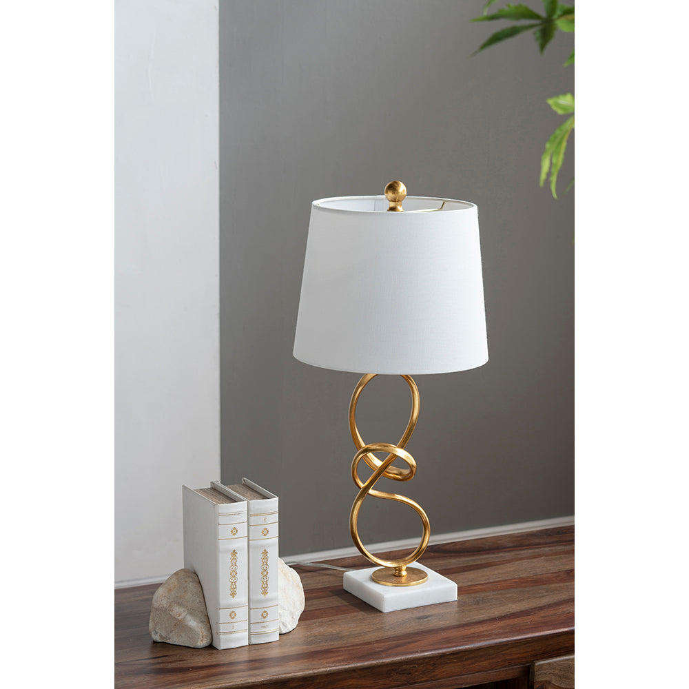 A&B Home 12" x 25" Gold Free Flowing Loop Table Lamp With White Drum Shade