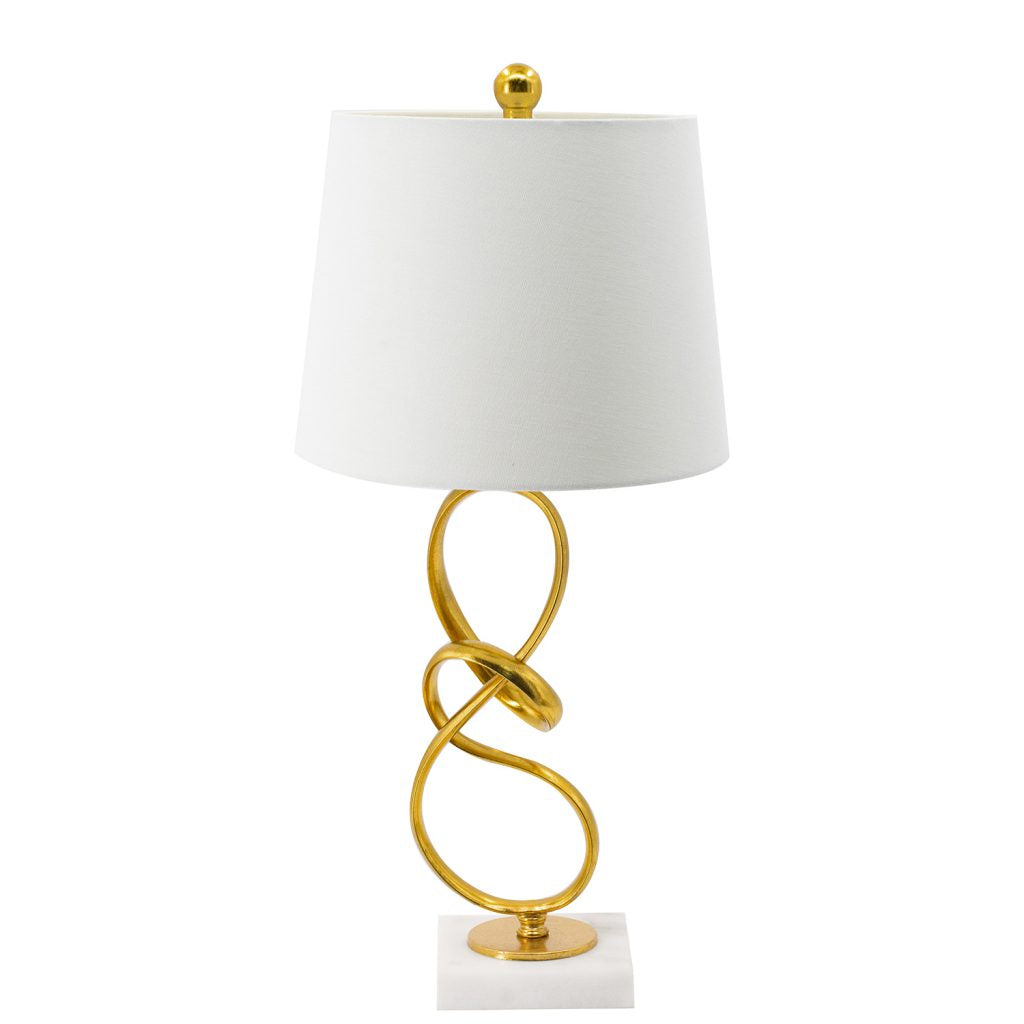 A&B Home 12" x 25" Gold Free Flowing Loop Table Lamp With White Drum Shade