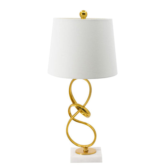 A&B Home 12" x 25" Gold Free Flowing Loop Table Lamp With White Drum Shade