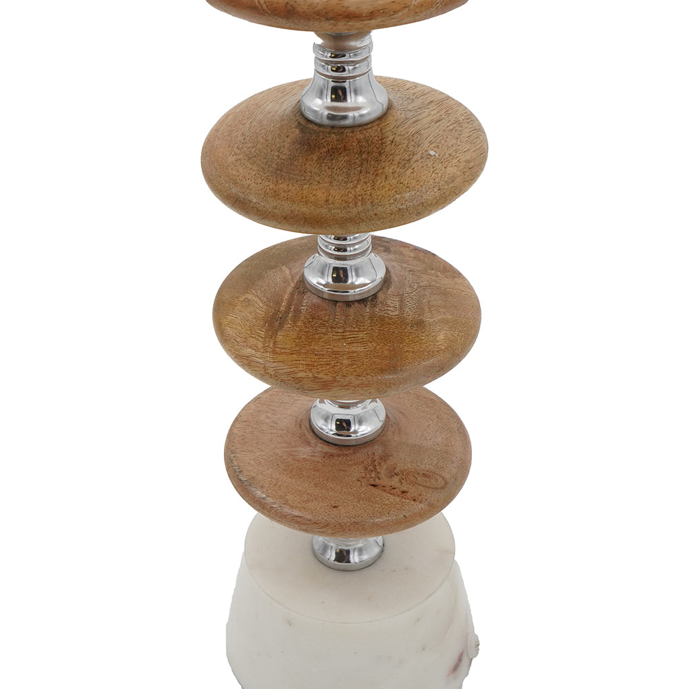 A&B Home 12" x 26" Bundle of 11 Brown Wooden Pebble Table Lamp On White Marble Base With Drum Shade
