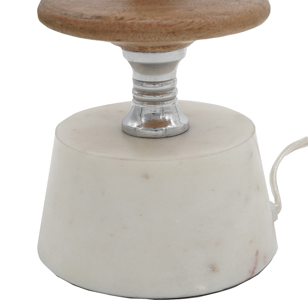 A&B Home 12" x 26" Bundle of 11 Brown Wooden Pebble Table Lamp On White Marble Base With Drum Shade