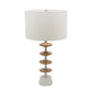 A&B Home 12" x 26" Bundle of 11 Brown Wooden Pebble Table Lamp On White Marble Base With Drum Shade