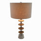 A&B Home 12" x 26" Bundle of 11 White Marble Base With Brown Wood Pebble Table Lamp With Ivory Fabric Shade