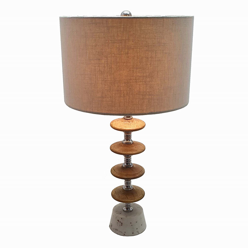 A&B Home 12" x 26" Bundle of 11 White Marble Base With Brown Wood Pebble Table Lamp With Ivory Fabric Shade