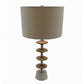 A&B Home 12" x 26" Bundle of 11 White Marble Base With Brown Wood Pebble Table Lamp With Ivory Fabric Shade