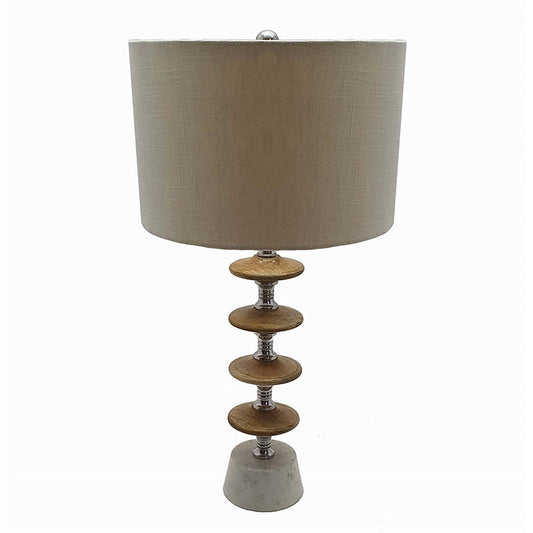 A&B Home 12" x 26" Bundle of 11 White Marble Base With Brown Wood Pebble Table Lamp With Ivory Fabric Shade