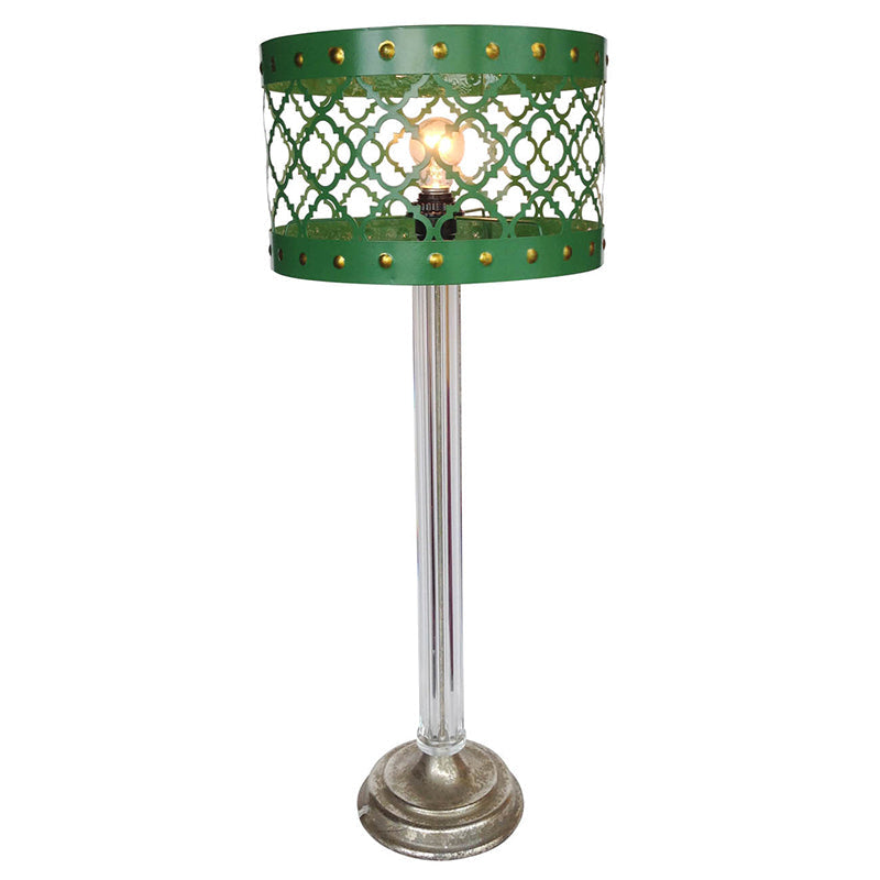 A&B Home 12" x 30" Green Tapered Metal Shade With Nickel Metal Base Table Lamp