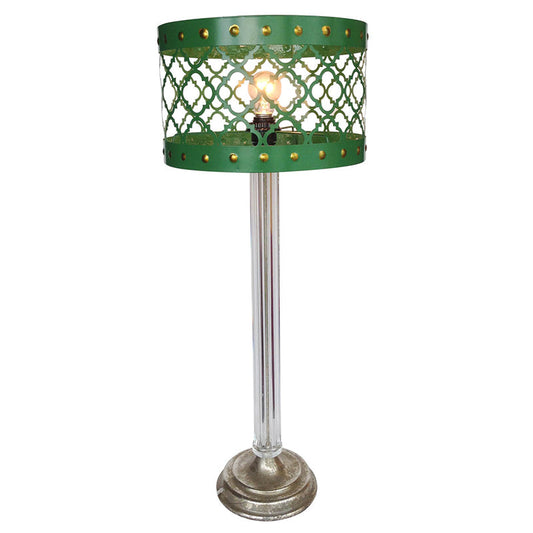 A&B Home 12" x 30" Green Tapered Metal Shade With Nickel Metal Base Table Lamp