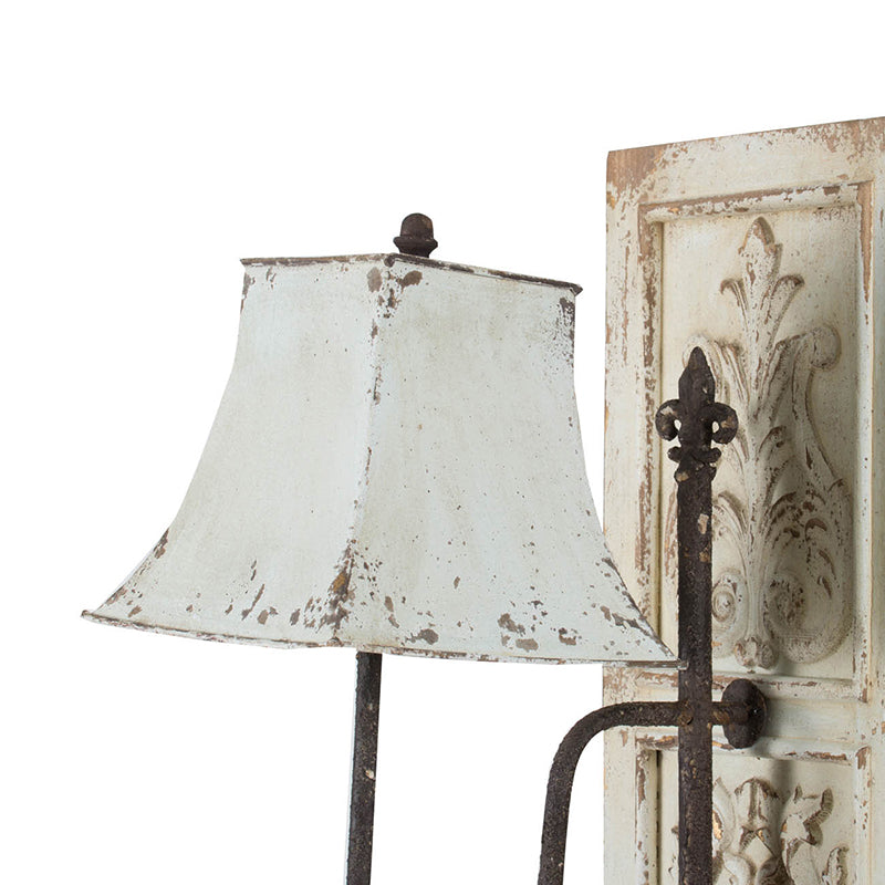 A&B Home 12" x 55" Bundle of 8 Rectangular Wooden Wall Panel With Square Flared Cream Shade Sconce