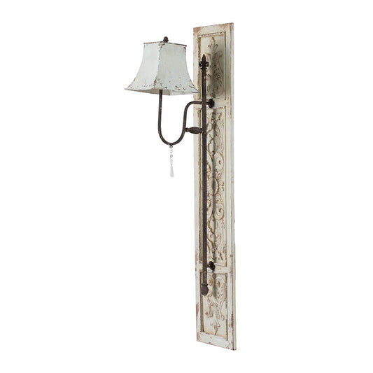 A&B Home 12" x 55" Bundle of 8 Rectangular Wooden Wall Panel With Square Flared Cream Shade Sconce