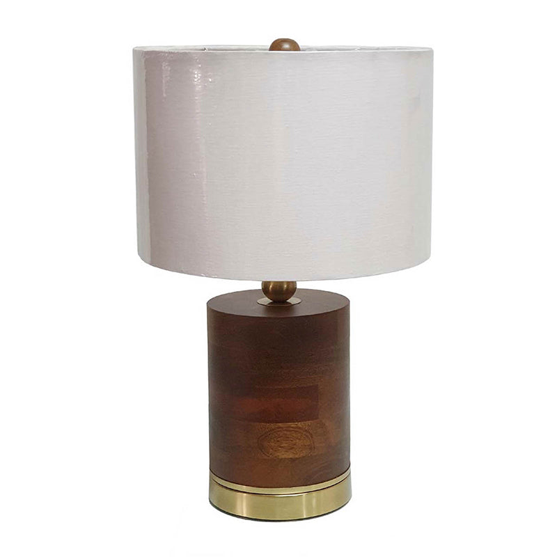 A&B Home 13" x 20" Bundle of 12 Mango Wood and Gold Base Table Lamp With White Drum Shade