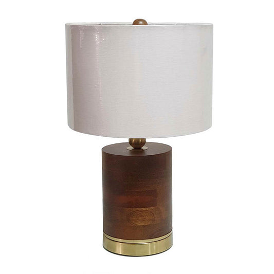A&B Home 13" x 20" Bundle of 12 Mango Wood and Gold Base Table Lamp With White Drum Shade
