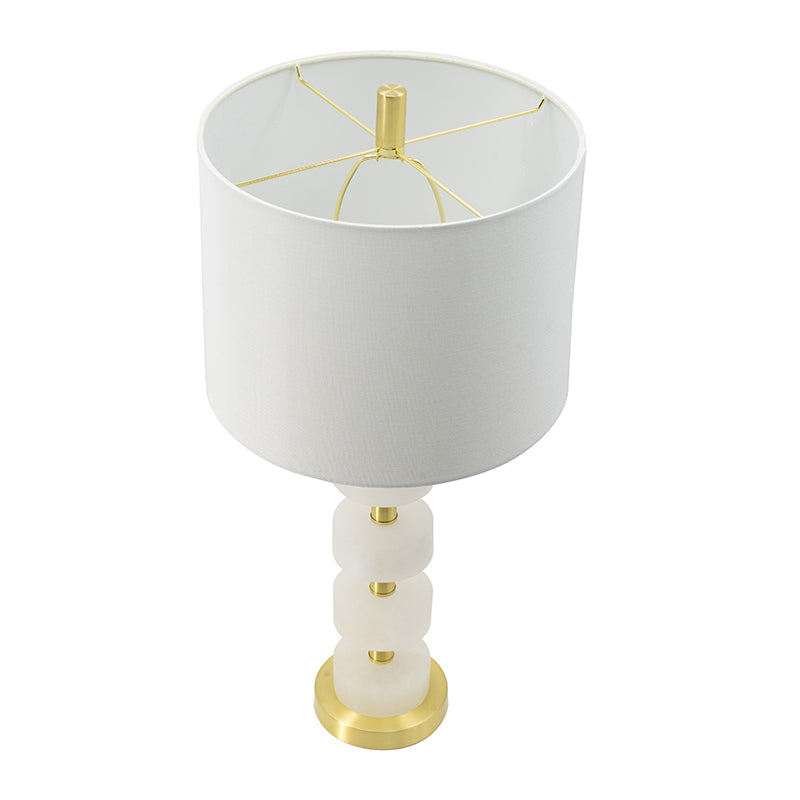 A&B Home 13" x 26" Bundle of 12 Brass Metal Frame With White Acrylic Accent Table Lamp With White Fabric Drum Shade