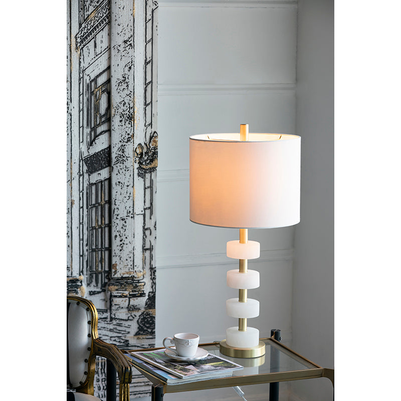 A&B Home 13" x 26" Bundle of 12 Brass Metal Frame With White Acrylic Accent Table Lamp With White Fabric Drum Shade
