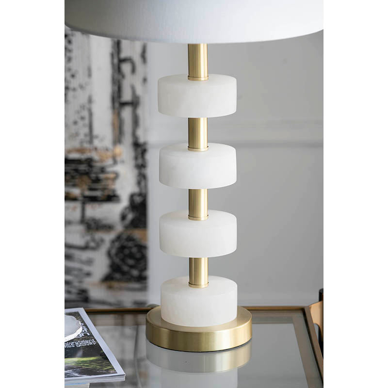 A&B Home 13" x 26" Bundle of 12 Brass Metal Frame With White Acrylic Accent Table Lamp With White Fabric Drum Shade
