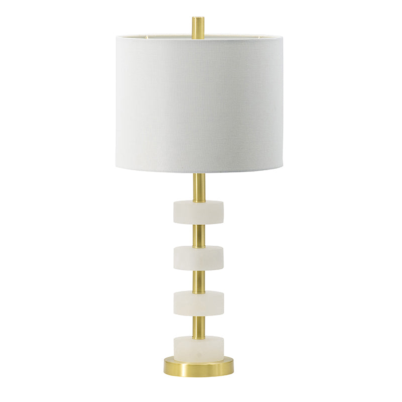 A&B Home 13" x 26" Bundle of 12 Brass Metal Frame With White Acrylic Accent Table Lamp With White Fabric Drum Shade