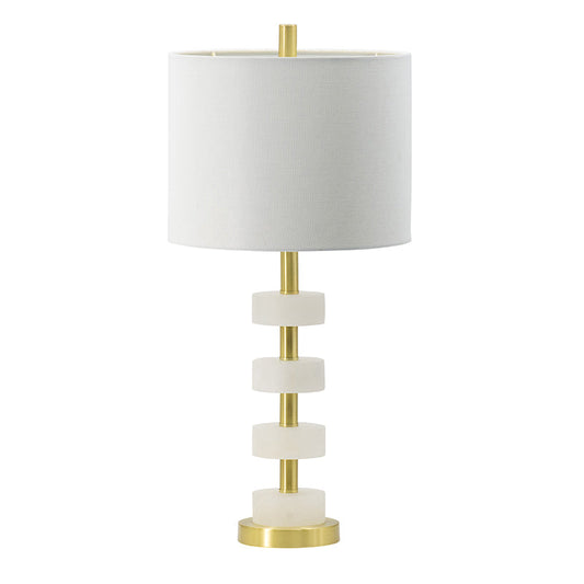 A&B Home 13" x 26" Bundle of 12 Brass Metal Frame With White Acrylic Accent Table Lamp With White Fabric Drum Shade