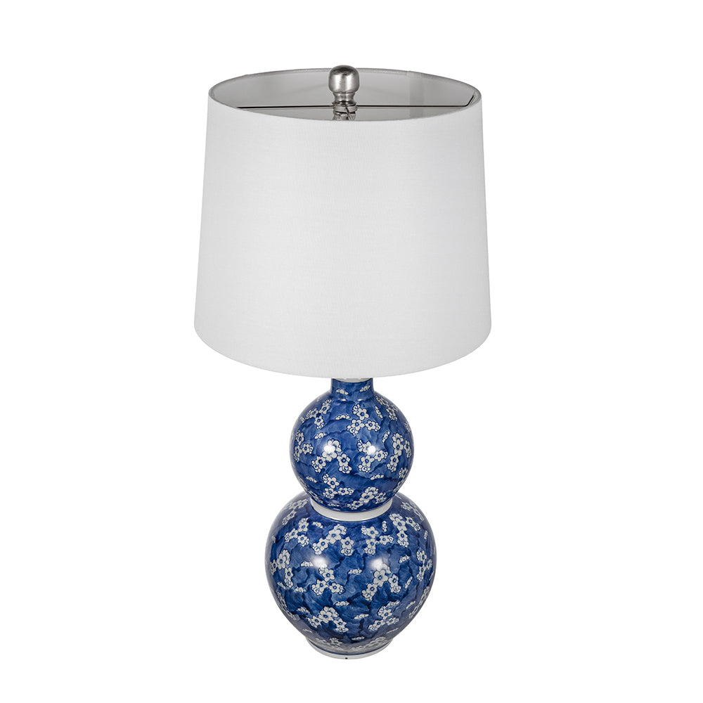 A&B Home 13" x 26" Bundle of 24 Blue and White Round Two-Tiered Ceramic Vase Lamp