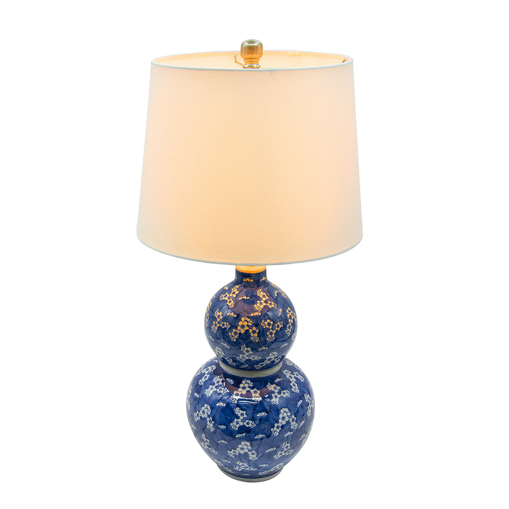 A&B Home 13" x 26" Bundle of 24 Blue and White Round Two-Tiered Ceramic Vase Lamp
